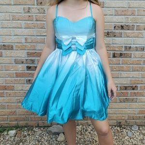 Blue shiny fade short formal dress